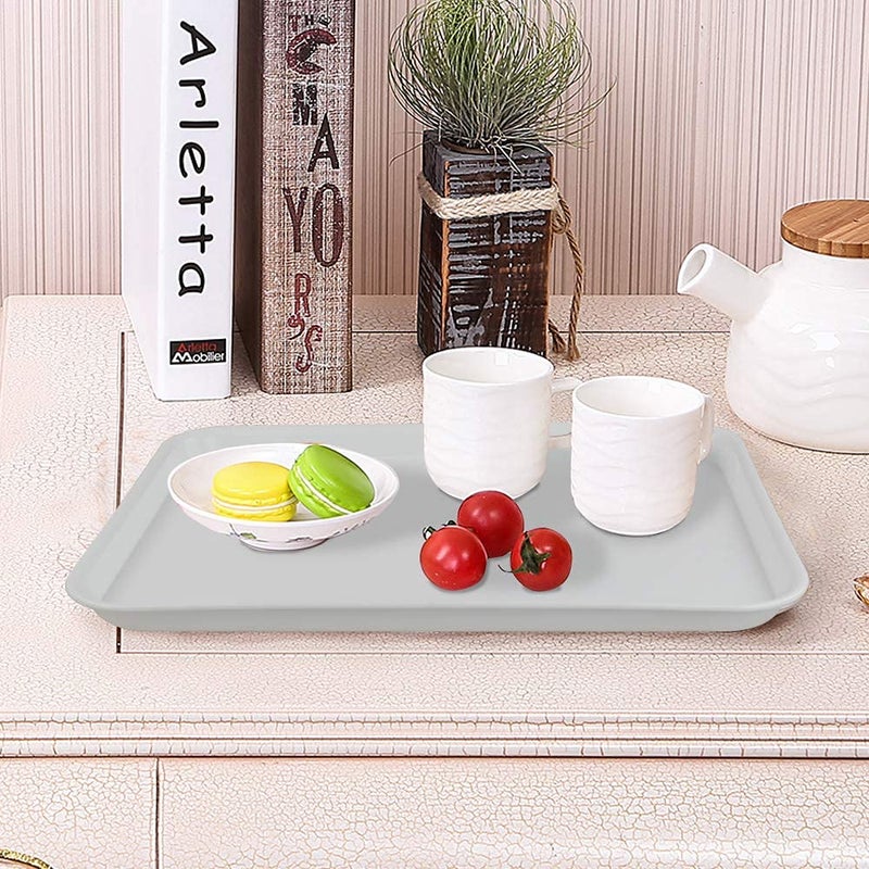 Ponpong White Large Plastic Fast Food Serving Tray, Rectangle, 6 Packs - Image 5